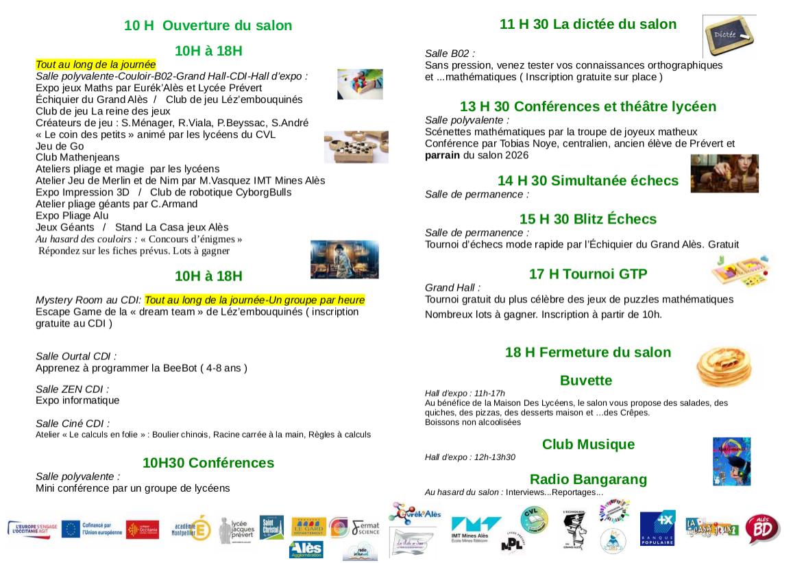 Programme du salon des jeux mathématiques